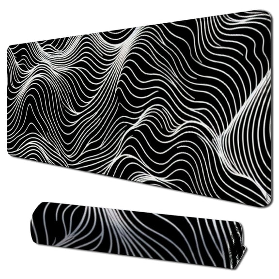 nygtbtfer Topographic Map Waterproof Mouse Pad - Extended Contour Mouse Mat for Home and Office, Large Gaming Mousepad Laptop Keyboard Mat with Non-Slip Rubber Base, Stitched Edges 31.5x11.8 in