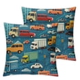 thumbnail image 1 of nygtbtfer Transportation Background Throw Pillow Covers Set of 2 Cute Cars and Decorative Pillowcases Soft Cushion Covers for Sofa Couch Bed Home Decor White, 1 of 7