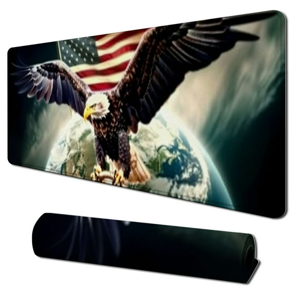 nygtbtfer US Marine Corps Design Mouse Pad, USA Flag American Patriotic Eagle Mouse Pads Black Rectangle Mat 31.5x11.8 in