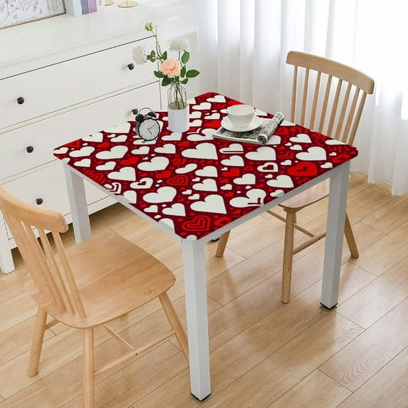 nygtbtfer Valentines Tablecloth - Red Heart Valentines Day Table Cloth, Plastic Disposable Rectangle Valentine Table Cover for Table Decorations and Party Decor