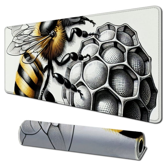 nygtbtfer Vintage Retro Flower Art Bee Flower Abstract Plant Minimalist Art Mouse Pad Vintage Farmhouse Country Anti Slip Gaming Mouse Pad for Laptops Office Computer Mouse Pads Gift for Women Men