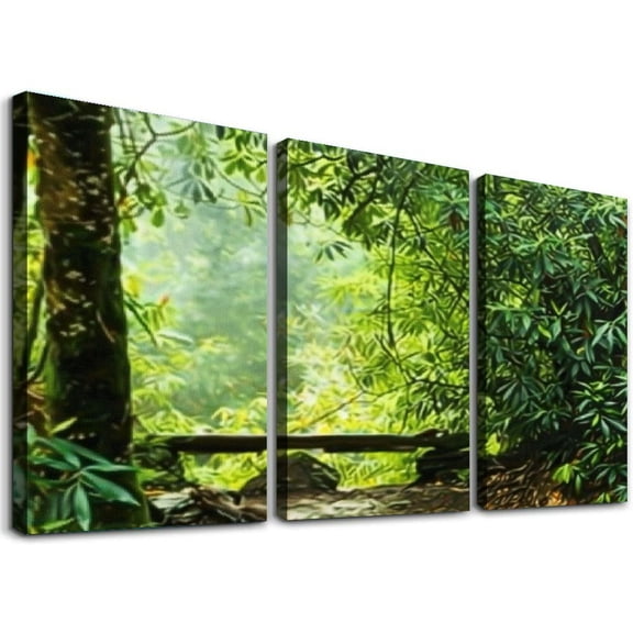 nygtbtfer  Wall Art Print On Canvas Tropical Rainforest Landscape Ecuador Modern Abstract Picture Poster for Home Decor Stretched and Framed Ready to Hang  12x16x3pcs