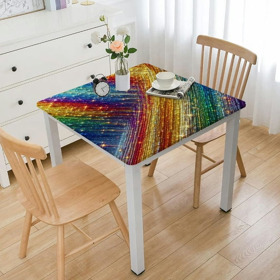 nygtbtfer Washable Table Cloth Stain Resistant Tablecloth Wrinkle Proof Decorative Fabric Table Cover for Wedding Dining Party Elastic Edge