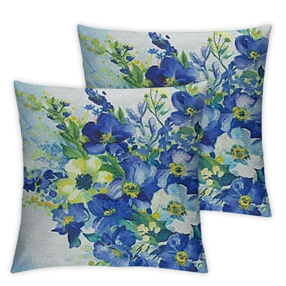 nygtbtfer Watercolor Flower Throw Pillow Cushion Cover, Motley Floret Motifs with Splash Anemone Iris Revival of Nature Theme, Decorative Square Accent Pillow Case for Couch, Yellow Blue White