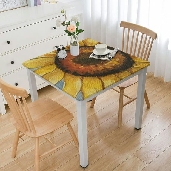 nygtbtfer Watercolor Sunflower Spring Table Cloth  Round Tablecloth Washable Table Cover for Kitchen Outdoor Valentines Day Decor