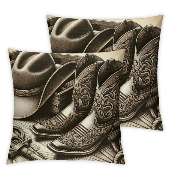 nygtbtfer Western Boots Throw Pillow Cover American Country Farm House Rustic Grey Wooden Decorative Pillow Cushion Cover Decor Pillowcase for Home White