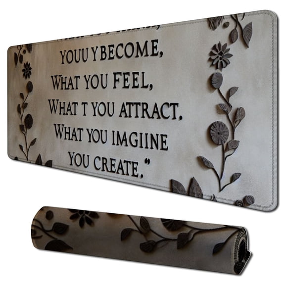 nygtbtfer What You Think You Become Quotes - Inspirational Buddhism Quote Mouse Pad for Zen Meditation, Yoga, Spiritual Gifts - Non-Slip Rubber Base