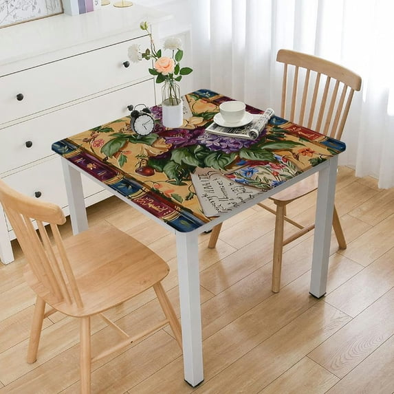 nygtbtfer Wine Cellar Flannel Backed Vinyl Tablecloth - Colorful Wine and Grape Theme Print Vinyl Tablecloth with Flannel Backing, in Oblong/Rectangle