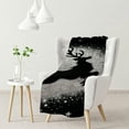 thumbnail image 1 of nygtbtfer Winter Decorative Throw Blanket: Soft Comfy Fleece Navy Blue Velvet Plush with Gold Woodland Deer and Trees, Accent for Sofa Couch Bed Chair Dorm, 1 of 6
