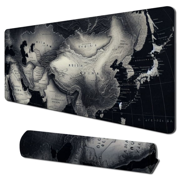nygtbtfer  World Map Gaming Mouse Pad with Stitched Edges Non-Slip Rubber Base Extended XXL Mousepad for Computer PC Keyboard Laptop 31.5x11.8 in