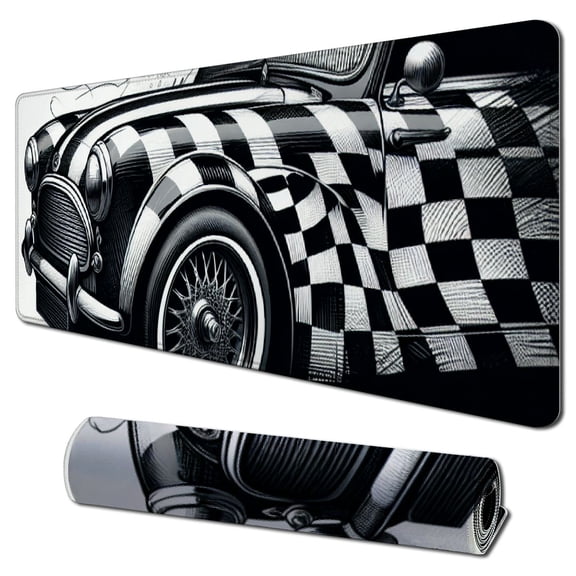 nygtbtfer XXL Mouse Pad Full Desk Mousepad Oversized Office Decor for Women Desk USA Black White Plaid Check Truch Farm Fresh Decor Animal Cow Cool Custom Laptop Mat 31.5x11.8 in