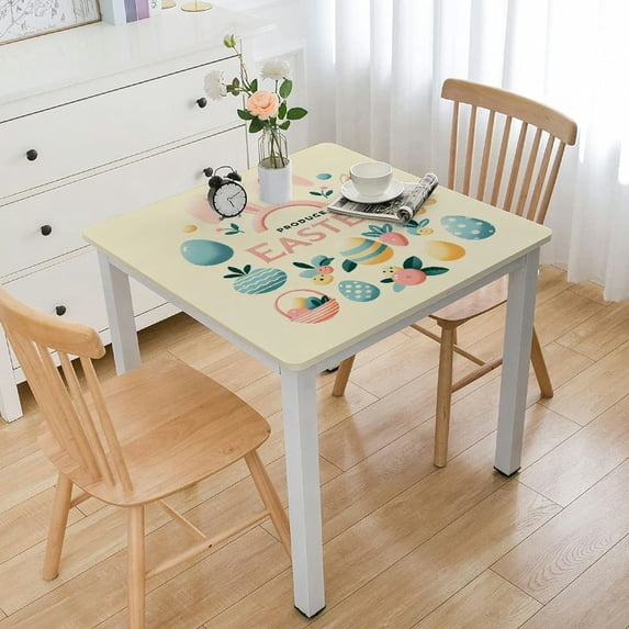 nygtbtfer and Fitted Tablecloth Table Cover with Wipeable Polyester Circle Table Cloths for Party White