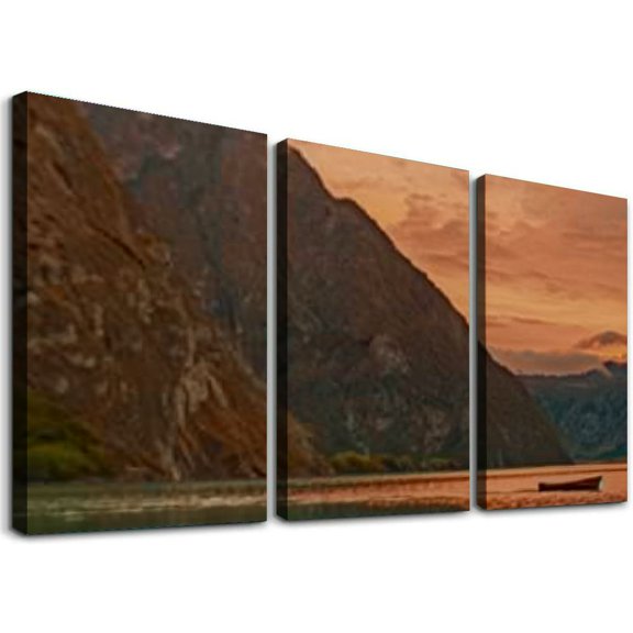 nygtbtfer over the cliffs and sea landscape Hanging Paintings Modern Artwork Abstract Picture Prints Home Decoration Gift Unique Designed Framed 12x16x3pcs