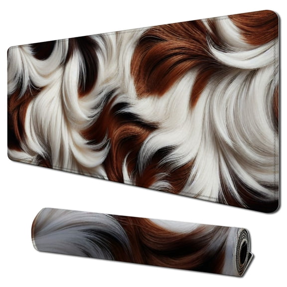 nygtbtfer hide Comfortable Animal Cow Skin Hairy Cattle Fur Non-Slip Rubber Base Mouse Mats for Computers Laptop Mouse for Men Women Boys Girls