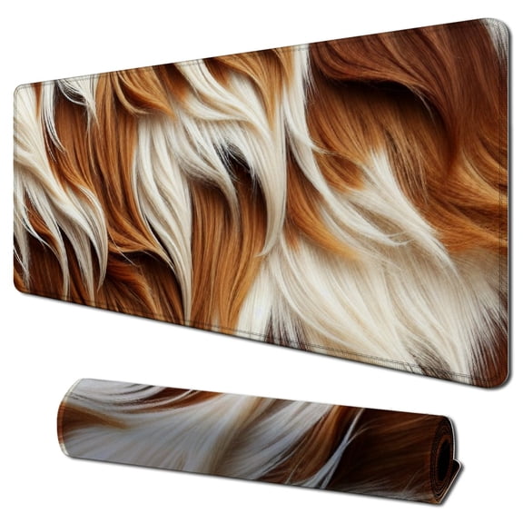 nygtbtfer hide Cow Skin Cattle Fur Non-Slip Rubber Base Mouse Mats for Computers Laptop Mouse for Men Women Boys Girls 31.5x11.8 in