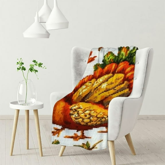 nygtbtfer &nbsp;Thanksgiving Day Blanket, Turkey Fall Pumpkin Leaves Pattern Cozy Bed Couch Blanket, Soft Throws Blankets Livingroom Bedroom Decor 40x50in