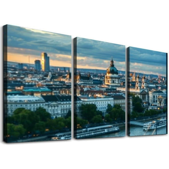 nygtbtfer through over night city landscape myopias and Hanging Paintings Modern Artwork Abstract Picture Prints Home Decoration Gift Unique Designed 12x16x3pcs