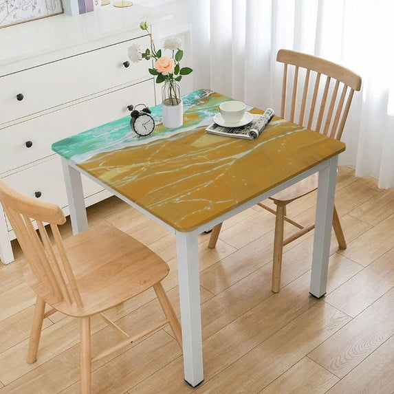 nygtbtfer s, Sea Waves Landscape Table Cloth Dining Table Cover Cloth for Kitchen Party Outdoor Tabletop Decor, Rectangle white