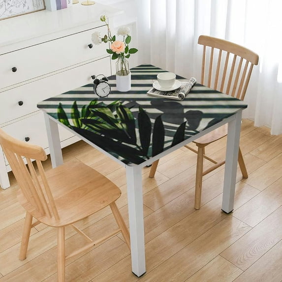 nygtbtfer with , Square Fitted Table Cloth, Wipeable Table Cover for Indoor Party Kitchen Dinner Fits Diameter Square Table, Geometry white