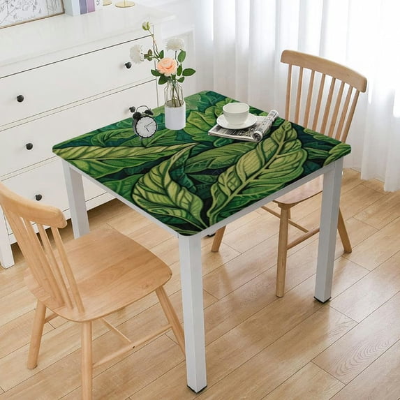 nygtbtfer with , Square Fitted Table Cloth, Wipeable Table Cover for Indoor Party Kitchen Dinner Fits Diameter Square Table, white
