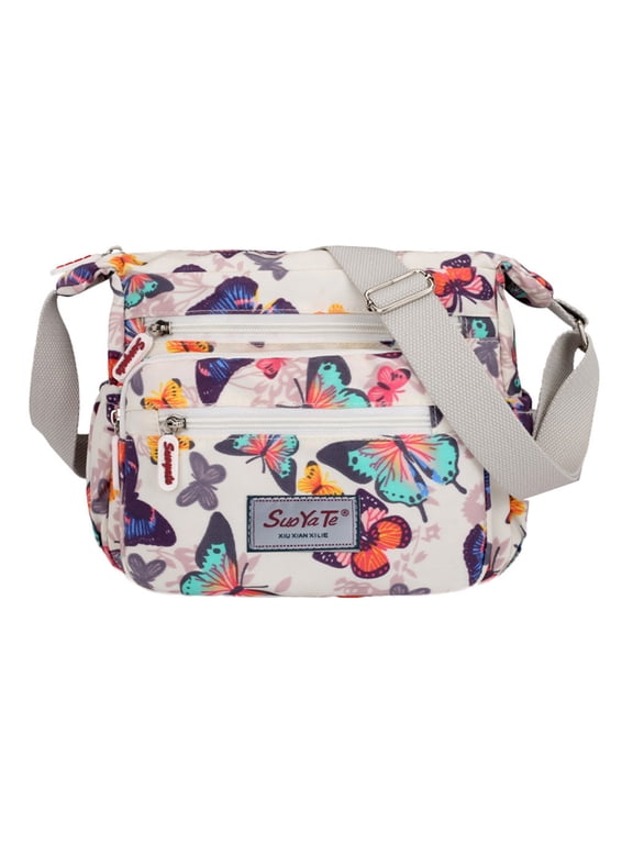 nylon floral crossbody bag for women travel handbags with adjustable strap