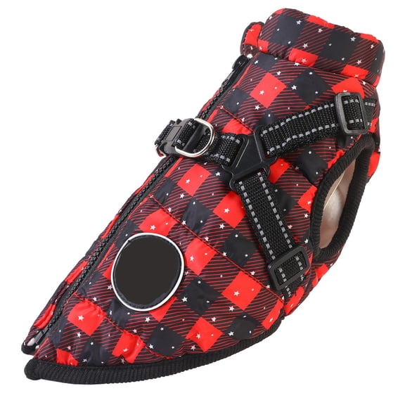 nzhaoha Warm Winter Dog Clothing, Cotton-Padded Ski Suit One-Piece Vest for Chest & Back Protection, Cold Weather Pet Apparel for Small to Medium Dogs