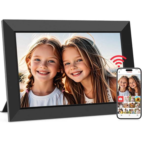 o 10.1 Inch WiFi Digital Picture , Smart Cloud Electronic Photo with HD IPS Touch Screen Slideshow 32GB Memory Auto-Rotate Wall Mount, Share Photos/Videos from Phone - Gifts for Mom
