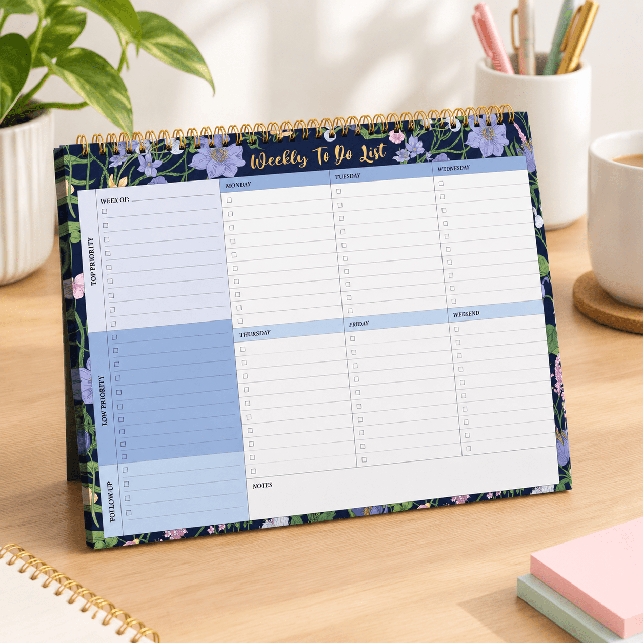 Draw Notepad o-Blue Meadow 1 Pack Weekly To Do List Notepad 8.5x11 Inch 52 Undated ...