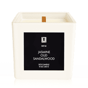 Lulu Candles | Jasmine, Oud & Sandalwood | Luxury Wood Wick Candle in Matte Black Jar   Highly Scented Soy Candle with Incense, Citrus & Clove | Long Lasting, Aromatherapy Candle, Gift for All
