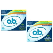 o.b. Tampons No Applicator, Unscented - 40ct 18ct Regular/12ct Super/10ct Super Plus
