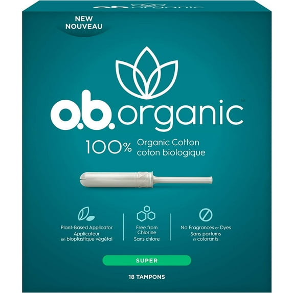 o.b. Organic Tampons, Super, 18 count