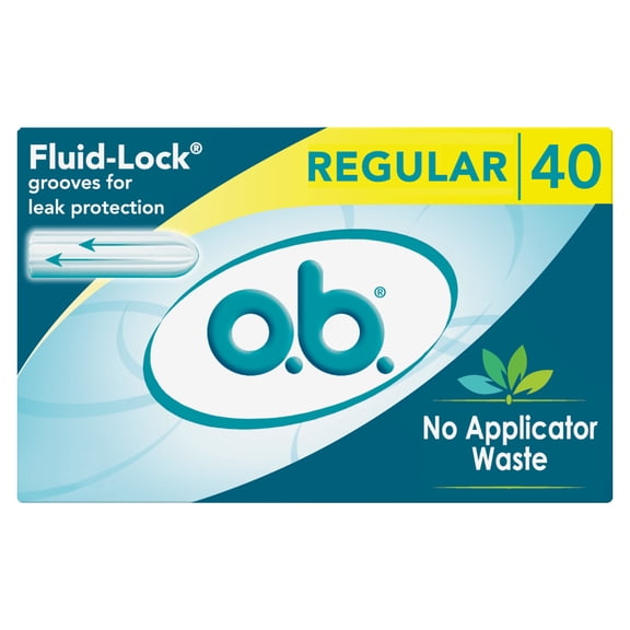 o.b. Tampons Regular Absorbency, Applicator Free Tampons, Fragrance-Free - 40ct
