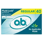 o.b. Tampons No Applicator, Unscented - 40ct, Applicator-Free Tampons Regular, Feminine Care, ob Tampon Regular, Period Products