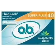 o.b. Original Applicator-Free Tampons, Unscented, Super Plus, 40 Ct