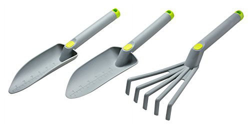 Grey Polypropylene 16" Gardening Tool Set with Trowel, Transplanter, and Cultivator