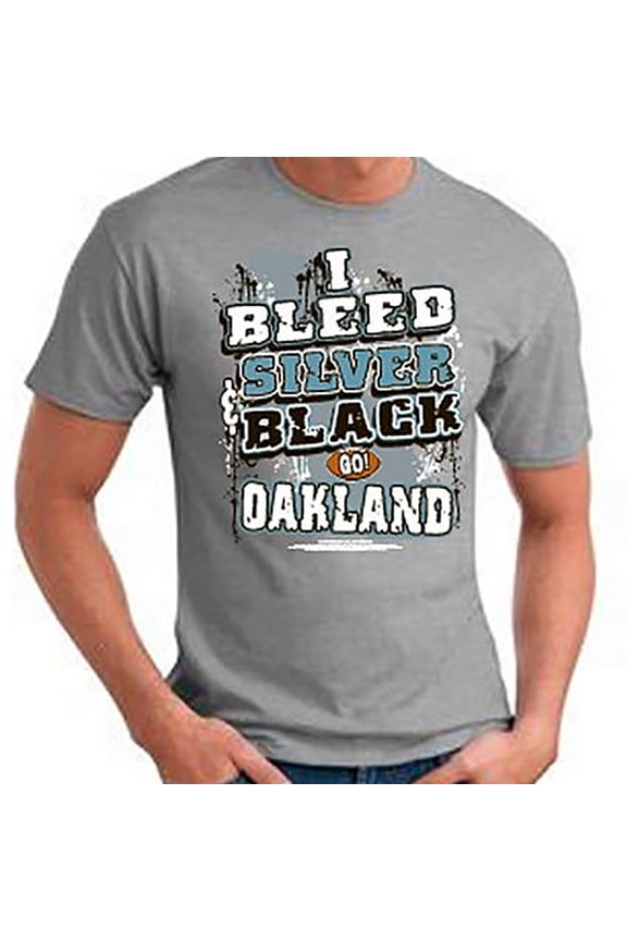 oakland football "i bleed silver and black - go oakland!" silver t-shirt