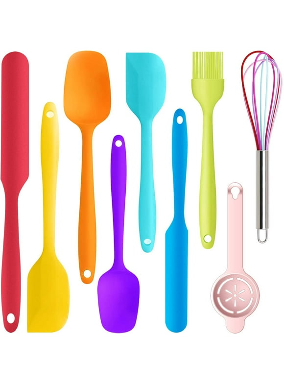 oannao Multicolor Silicone Spatula Set - 446°F Heat Resistant Rubber Spatulas for Cooking,Baking,Mixing,One Piece Design with Stainless Steel Core,Nonstick Cookware Friendly,BPA-Free,Dishwasher Safe