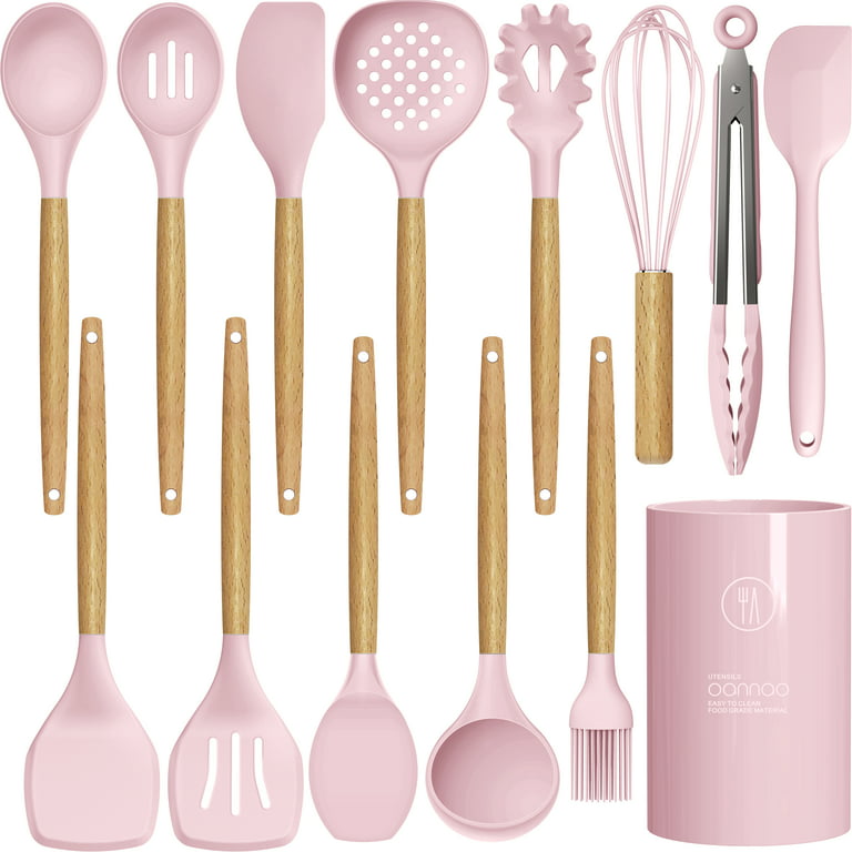oannao Silicone Cooking Utensils Kitchen Utensil Set - 446°F Heat  Resistant,Turner Tongs,Spatula,Spoon,Brush,Whisk. Wooden Handles Khaki  Kitchen Gadgets Tools Set for Non-Stick Cookware (BPA Free) - Coupon Codes,  Promo Codes, Daily Deals, Save