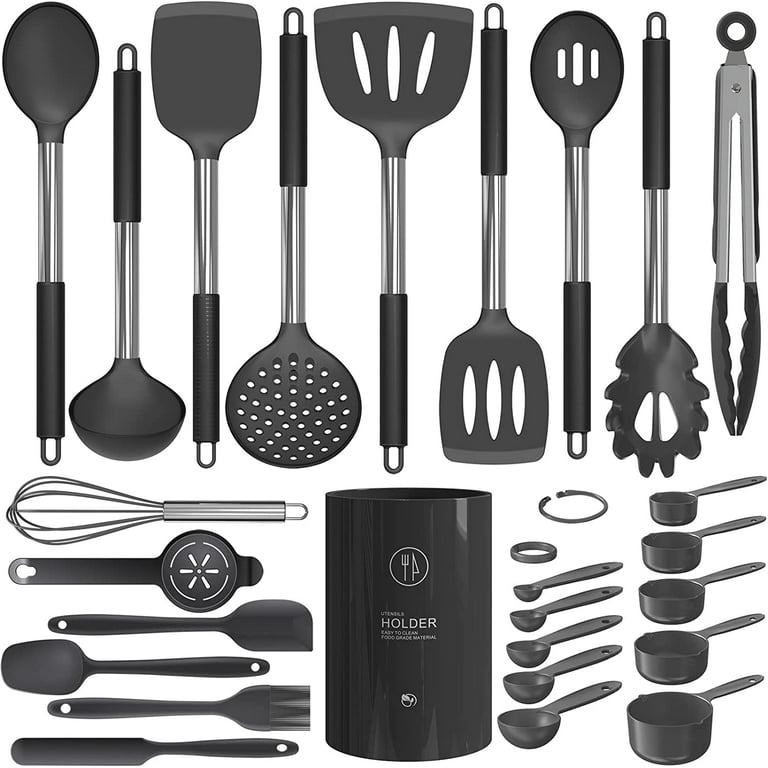oannao Silicone Cooking Utensils Set - Heat Resistant Stainless