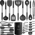 thumbnail image 1 of oannao Silicone Cooking Utensils Set - Heat Resistant Stainless Steel Kitchen Utensils, Baking Tools Kitchen Gadgets,Turner,Tongs,Spatula,Spoon,Brush,Whisk,Non-Stick Friendly, Dishwasher Safe (Grey), 1 of 10