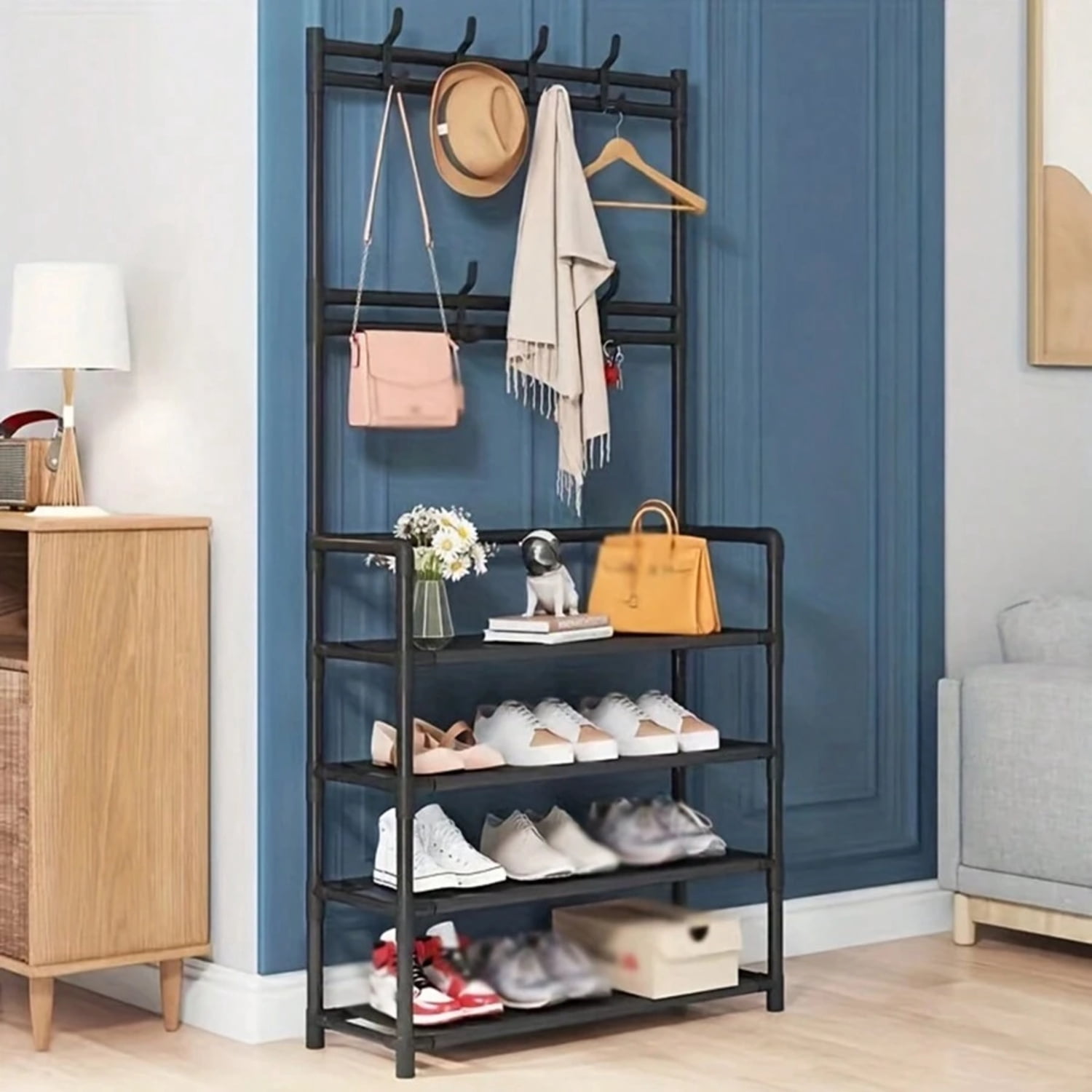 Tree Shoe Rack oat Rack Shoe rack Hall Tree 3 in 1 Designed of Metal Storage Rack with ...