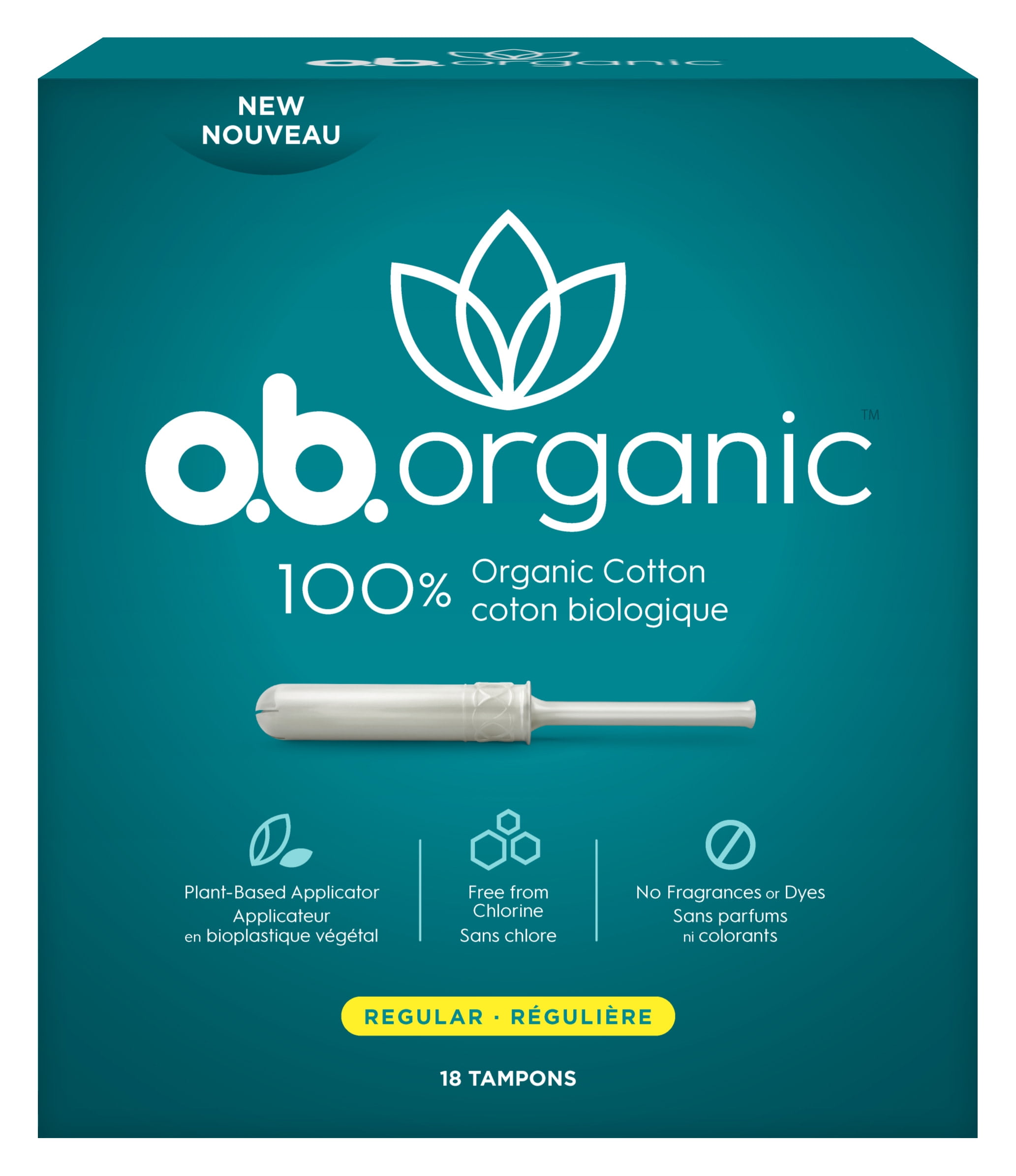 ob. Organic Plant-Based Tampons, Regular, - Walmart.com