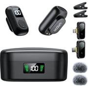 occiam Mini Lavalier Microphone for iPhone & Android Wireless Microphone Noise Reduction Magnetic Mini Lapel Mic with 54H Charging Case for YouTube Podcast Tiktok Vlogging Video Recording Black