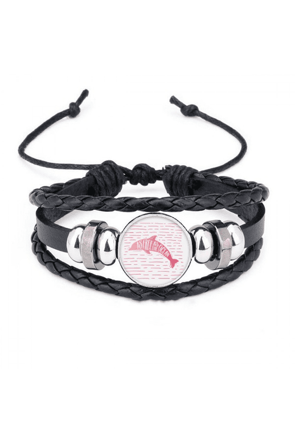 ocean dolphins jump freely bracelet braided leather woven wristband