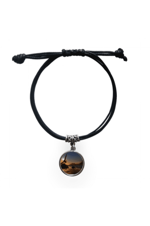 ocean eagle science nature picture bracelet leather wristband black jewelry