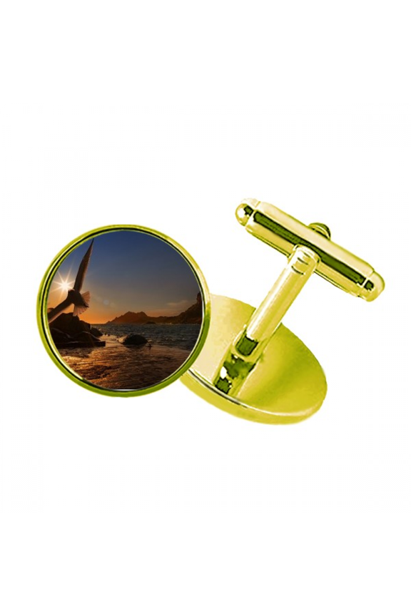 ocean eagle science nature picture studded business metal cufflinks en