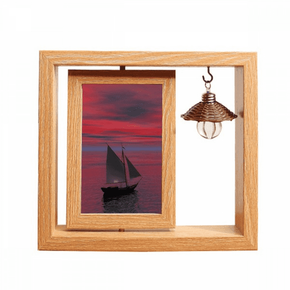 ocean red boat people picture Wooden Rotating Picture Photo Frame 4x6