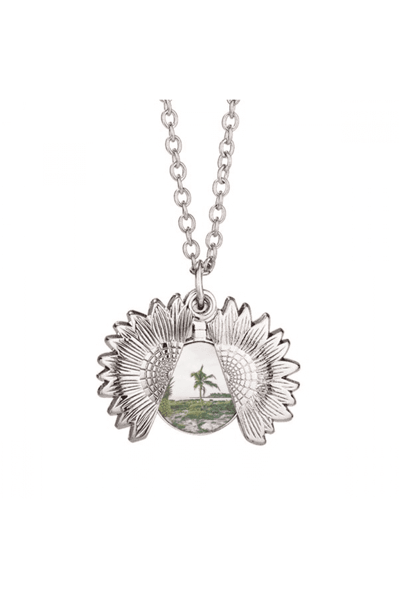 ocean sand beach pinefruit tree sea sunflower necklace pendant locket jewelry