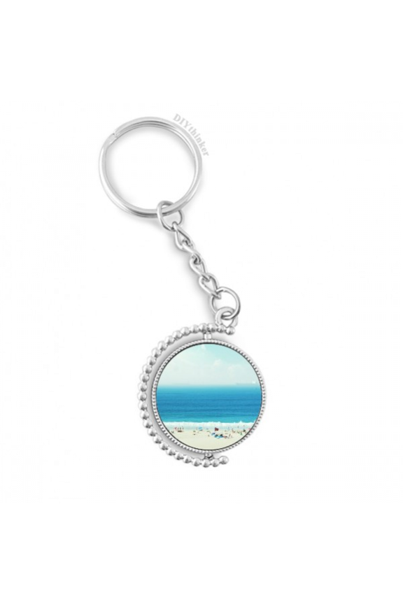 ocean sand beach science nature picture rotatable keyholder disc accessories chain clip