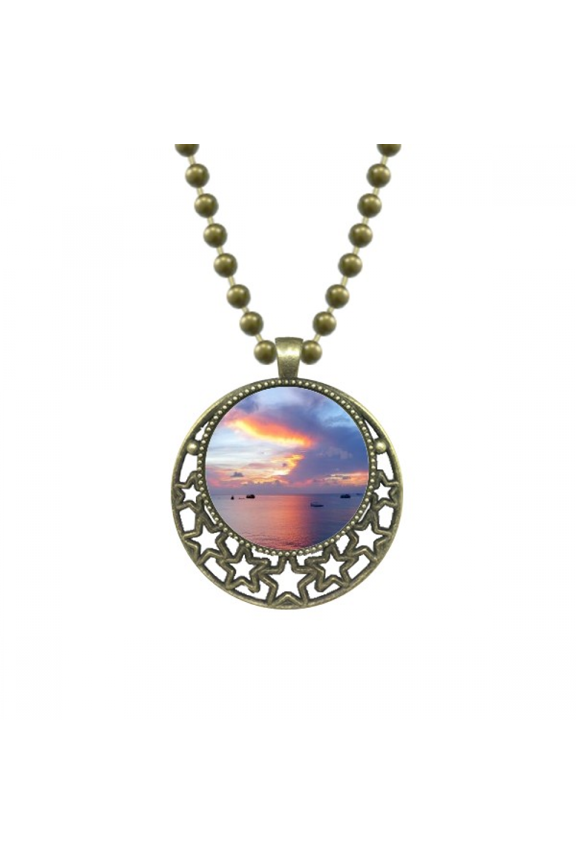 ocean water science nature picture pendant star necklmoon chain jewelry
